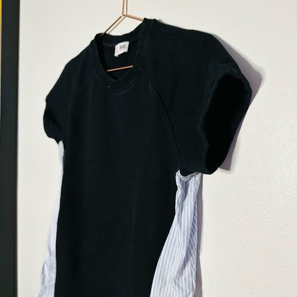 Red Valentino Black Short Sleeve Pinstripe Accent Side Crewneck Shirt Size Large - Picture 4 of 11